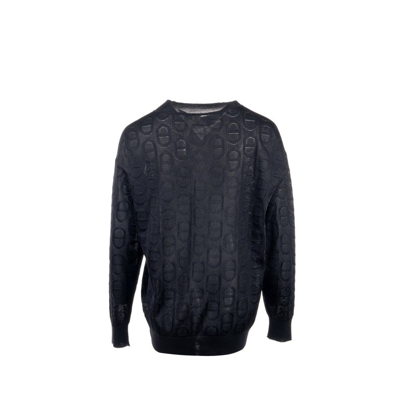 Hermes size 34 farandole print knitwear silk black