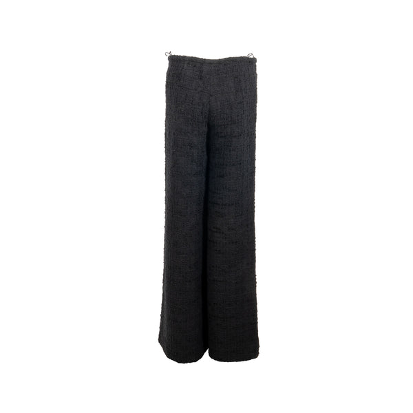 Chanel Size 34 20B Pearl CC Pants Tweed Black