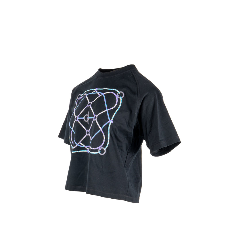 Hermes Size 38 Figure Artistique T-Shirt Cotton Black/Multicoloured