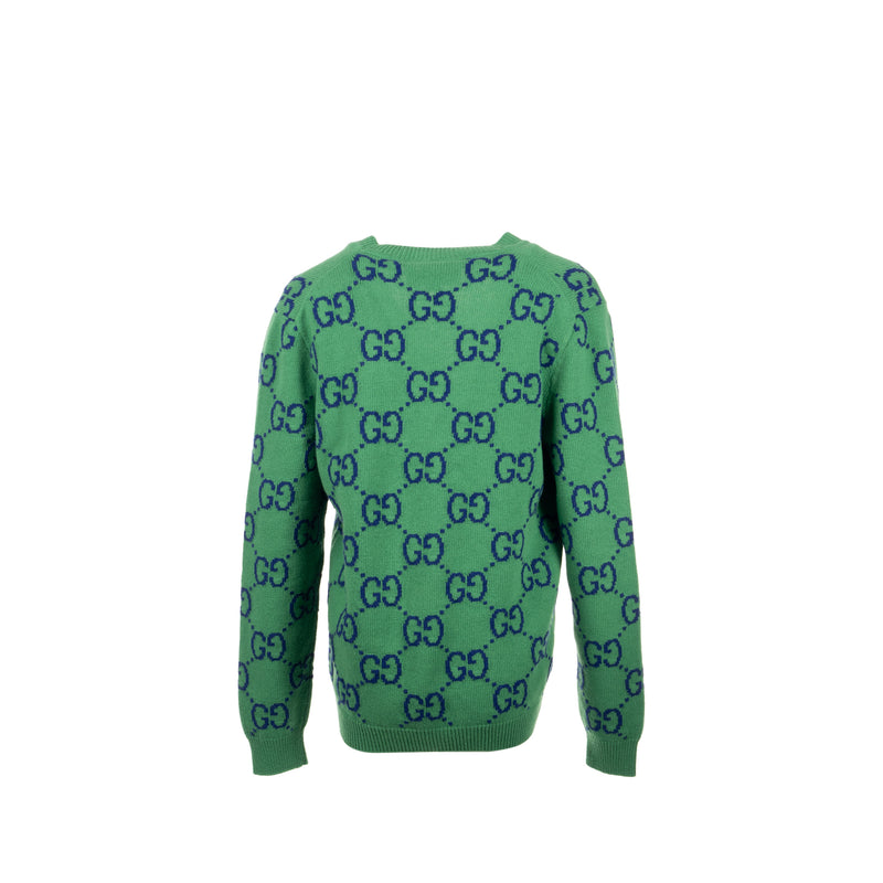 Gucci size S GG Knitted cardigan wool/laine Green/multicolour