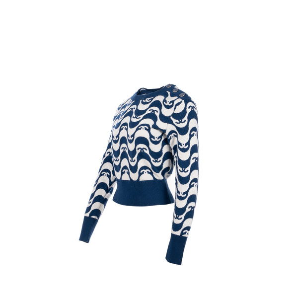 Chanel size 34 cashmere sweater blue/white