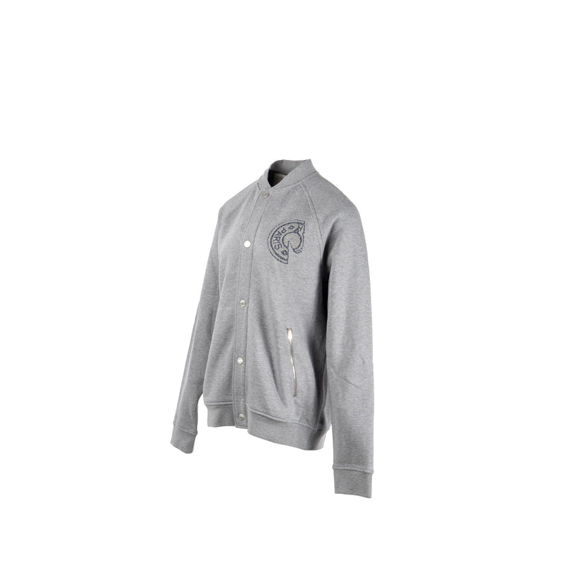 Hermes Size Large Blouson teddy patch Clou de Selle Cotton Grey