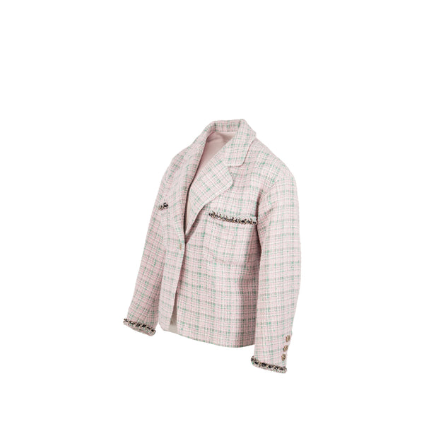 Chanel Size 34 21S Tweed Jacket Polyester/Cotton Pink / Green