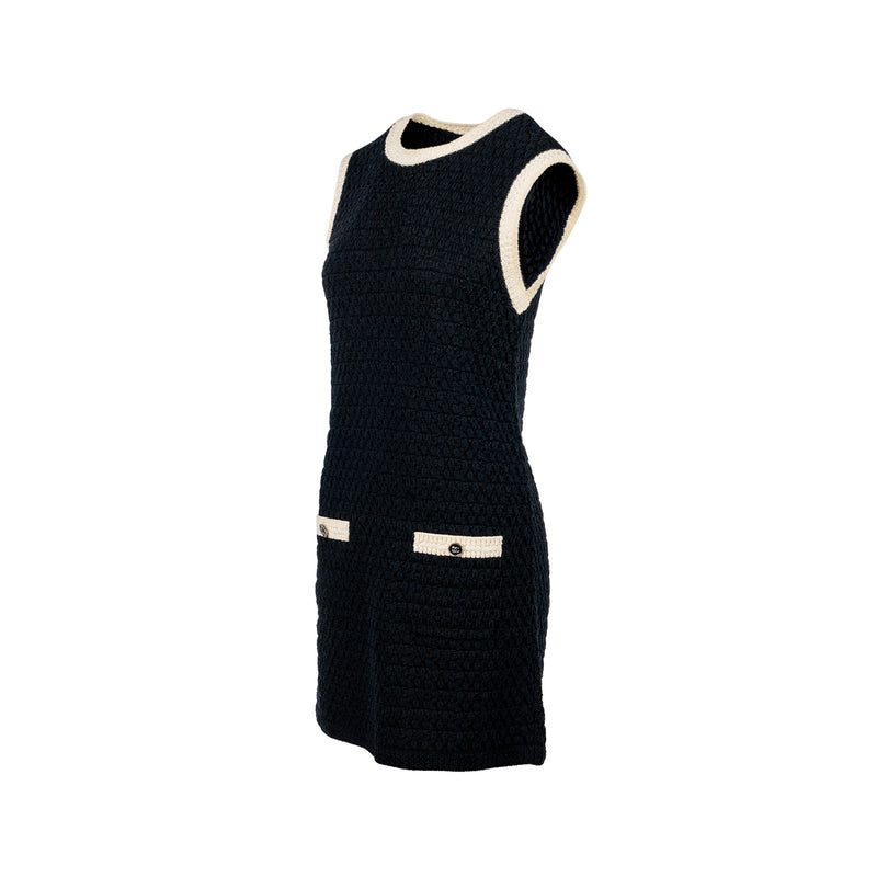 chanel black and white dress Chanel size 34 24P Dress cotton/viscose/polyamide black/white