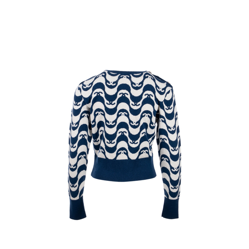Chanel size 34 cashmere sweater blue/white