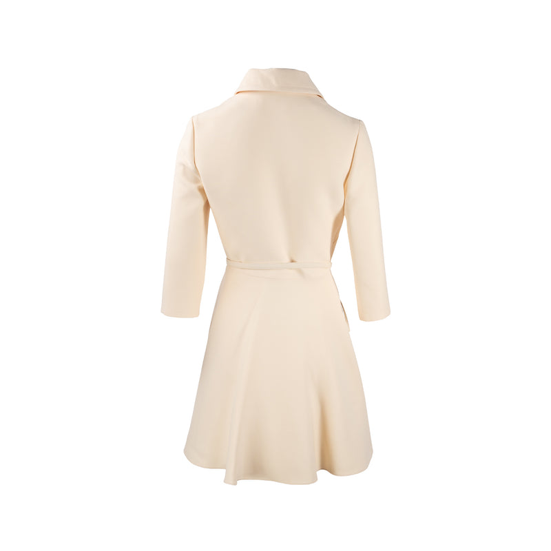 Dior Size 38 Zip Dress with belt Wool/Silk Ecru