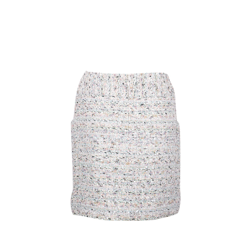 CHANEL Size 36 19C Tweed Mini Skirt Cotton/Polyamide Ecru/Pink/Blue/Black