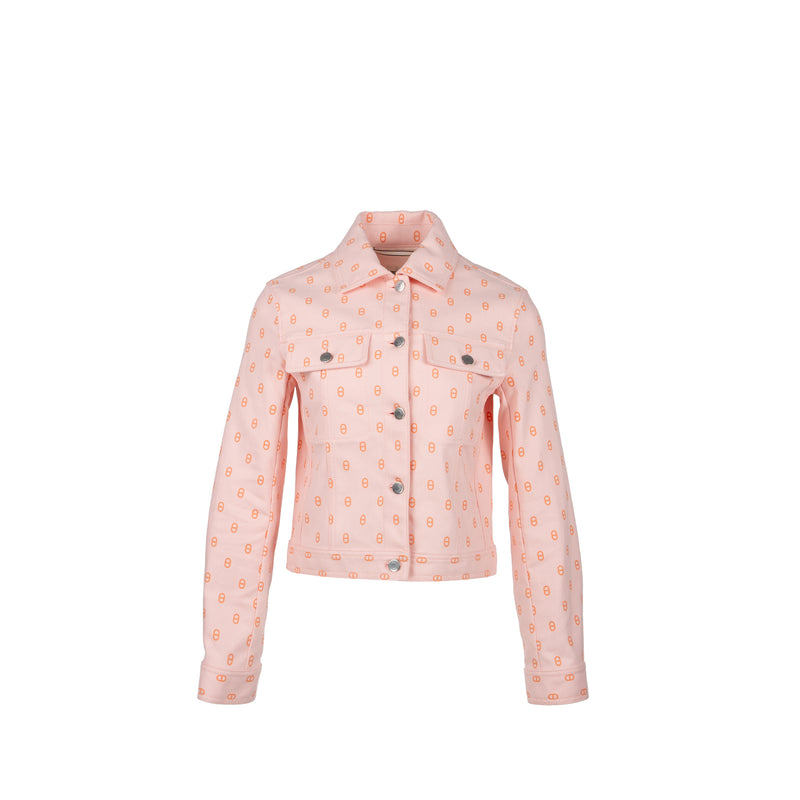 Hermes Size 38 Chaine D’ancre Denim Jacket Rose Pop