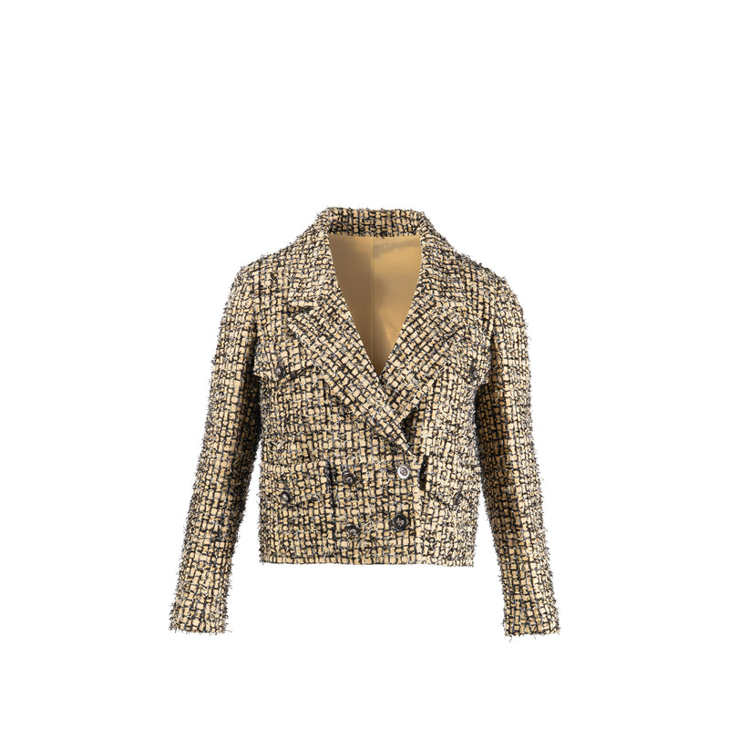Chanel Size 34 22P Lion Button Jacket Polyester/Cotton/Linen Yellow/Bl