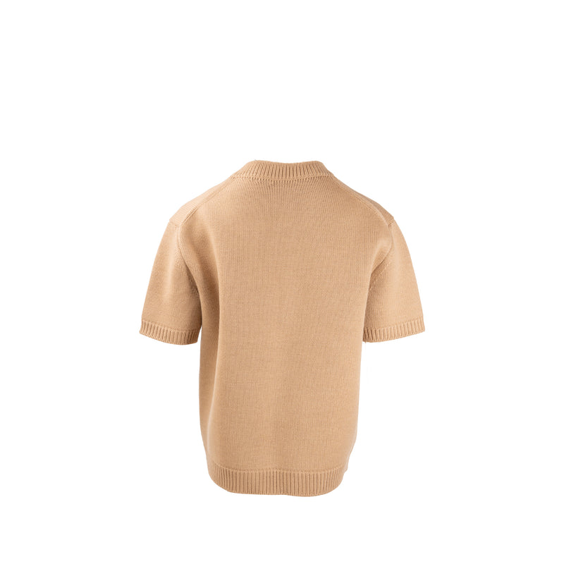 Miu Miu Size 38 Short-Sleeve Sweater Wool / Nylon Beige