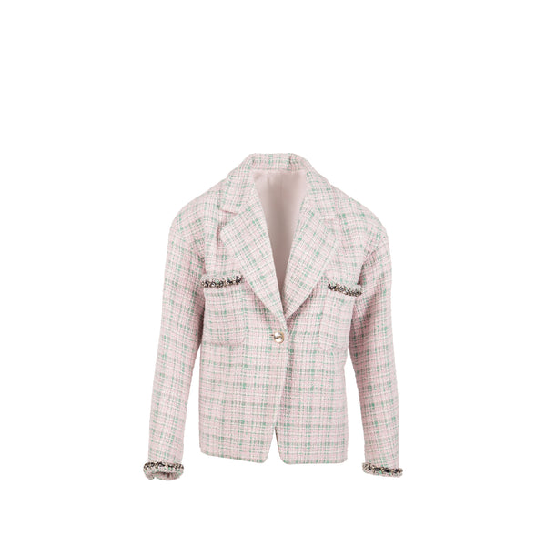 Chanel Size 34 21S Tweed Jacket Polyester/Cotton Pink / Green