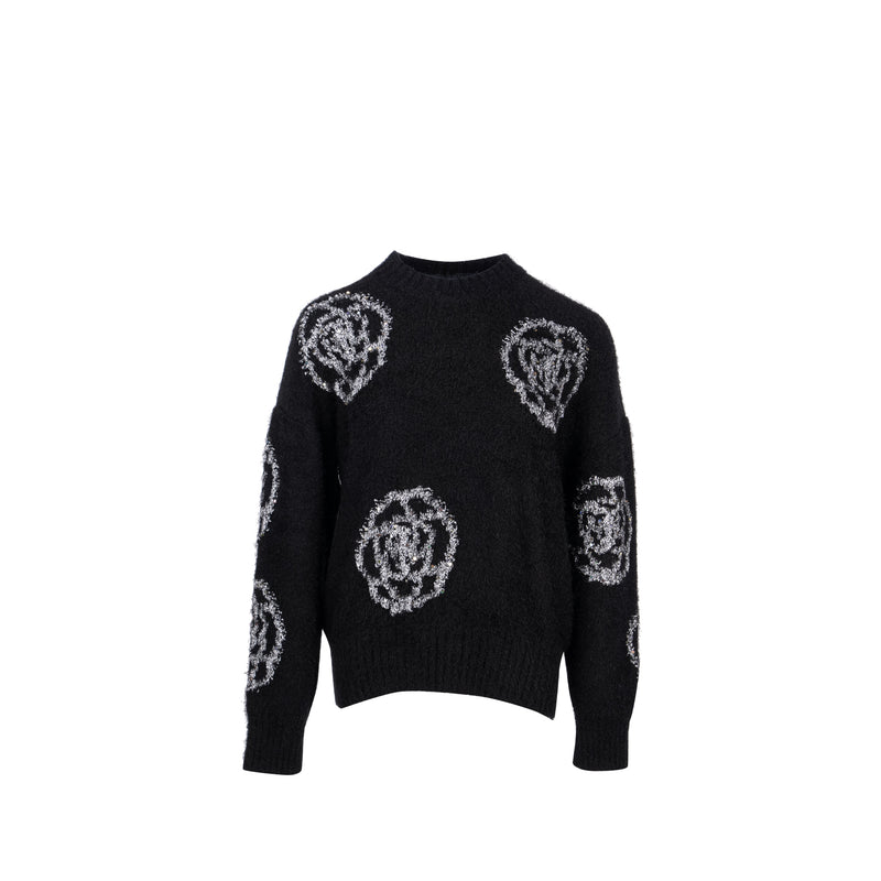 Chanel size 40 Camelia Sweater Silk/Cashmere/Wool Black