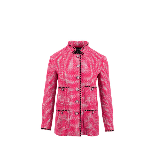 Chanel Size 34 Tweed Jacket Pink/White/Black