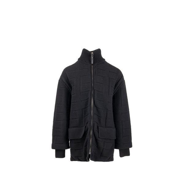 Hermes size 36 zip blouson jacket virgin wool black