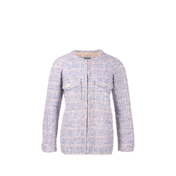 Chanel Size 36 20C Lavender Tweed Jacket Polyester/Cotton Multicolour