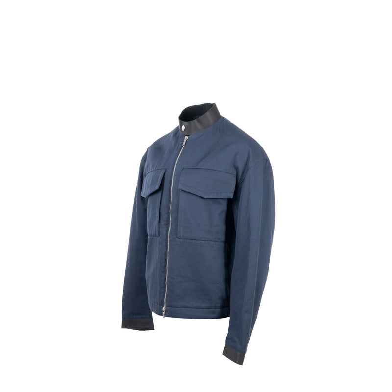 46 Jacket Hermes size 46 jacket with leather detail navy / black