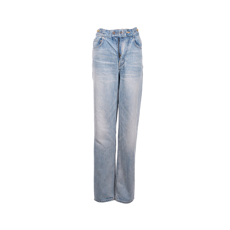 CELINE Size 25 Margaret Gourmettes Jeans Cotton in Union Wash Denim Blue