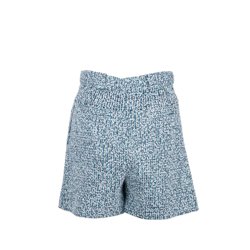 CHANEL Size 36 20P Tweed Shorts Polyamide/Cotton Navy Blue/Blue/Green