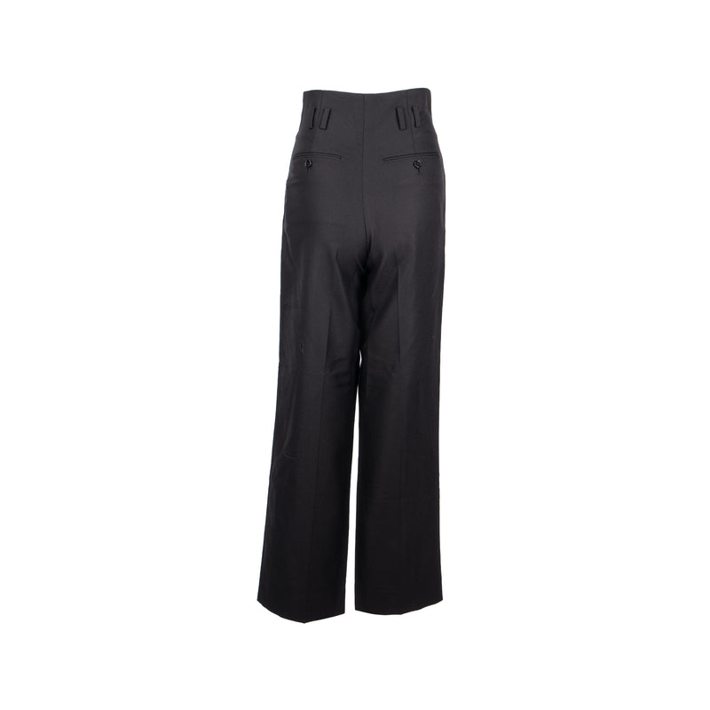 CELINE Size 34 Pantalon Margaret Gabardine Straight Pants Wool/Mohair Black