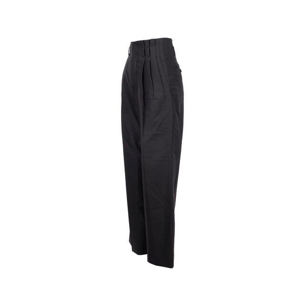 CELINE Size 34 Pantalon Margaret Gabardine Straight Pants Wool/Mohair Black