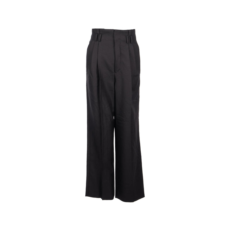 CELINE Size 34 Pantalon Margaret Gabardine Straight Pants Wool/Mohair Black