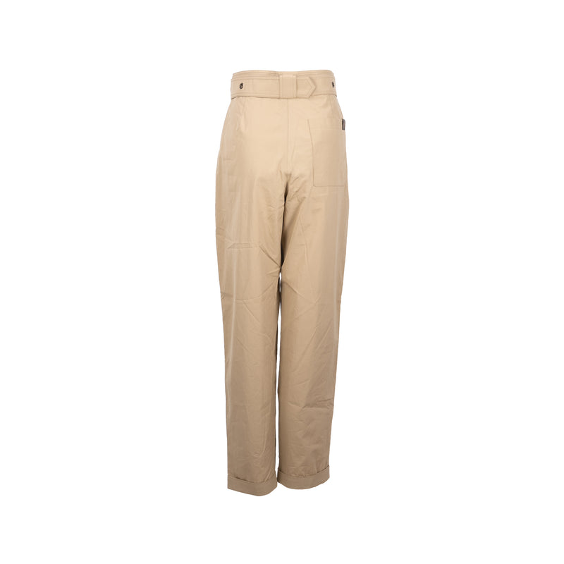 LOUIS VUITTON Size 36 Straight Pants With Monogram Belt Cotton/Silk Beige