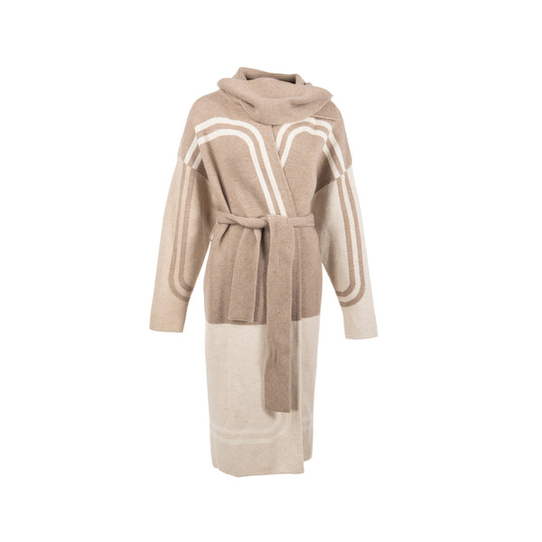 Hermes Size 34 long coat cashmere beige
