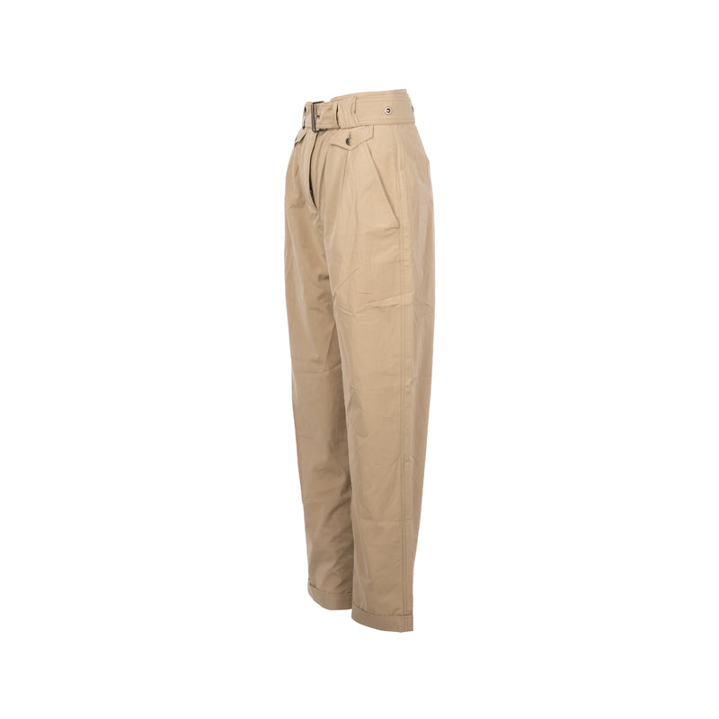 LOUIS VUITTON Size 36 Straight Pants With Monogram Belt Cotton/Silk Beige