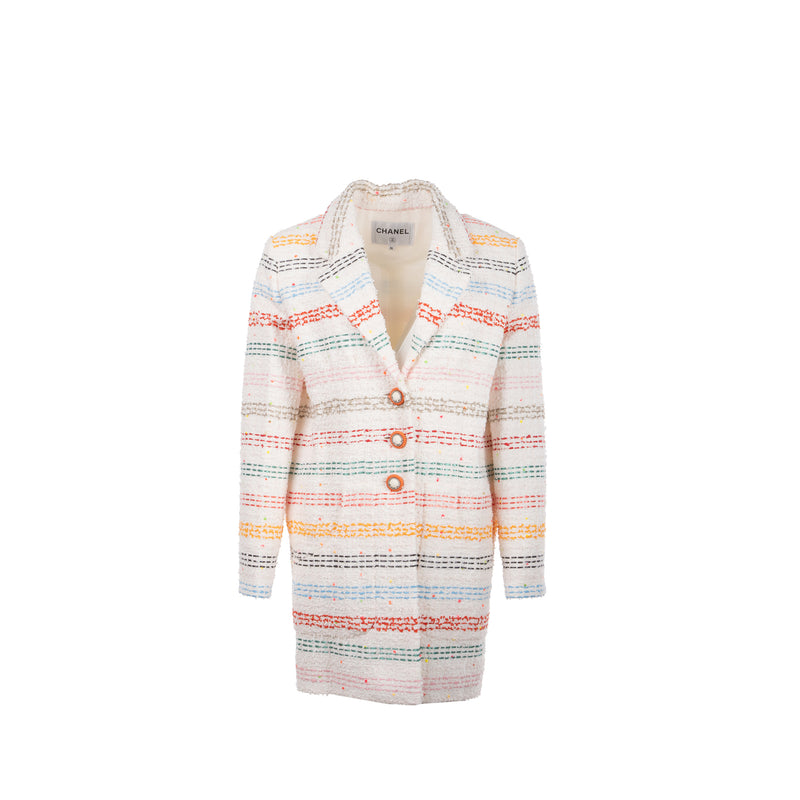 Chanel size 36 tweed jacket Cotton/polyamide/wool White/Multicolour