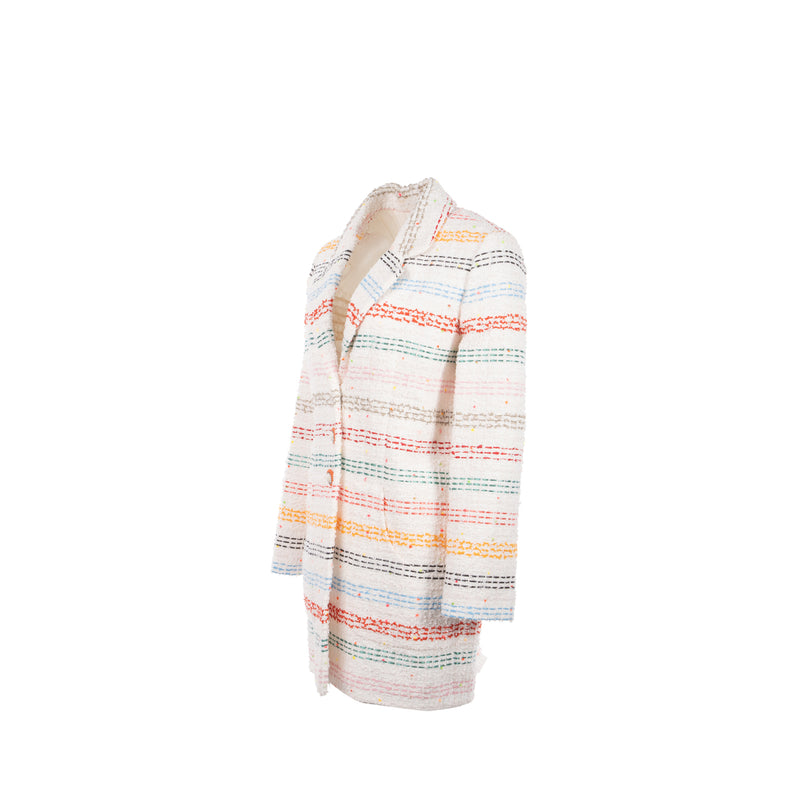 Chanel size 36 tweed jacket Cotton/polyamide/wool White/Multicolour