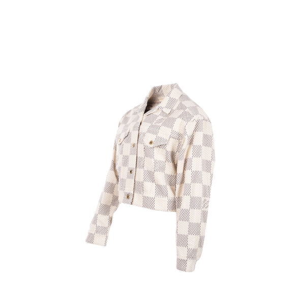 Louis Vuitton size 38 denim trucker jacket damier Azur/cotton White