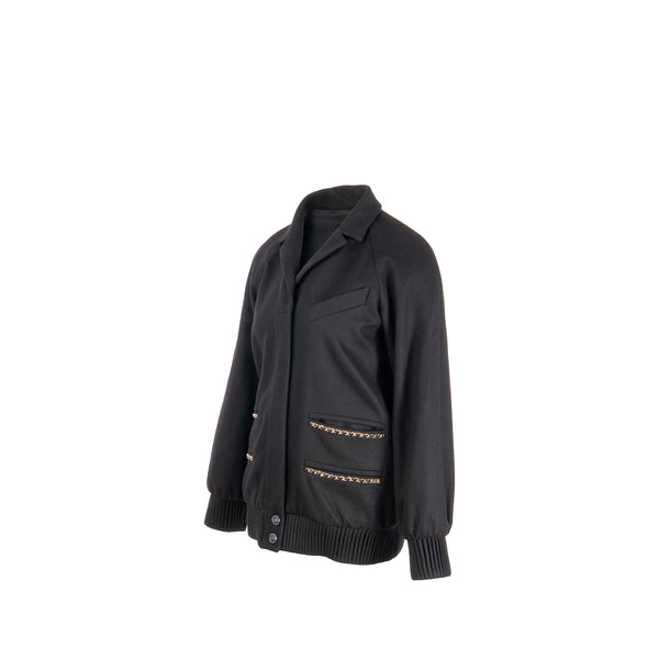Chanel size 36 cashmere jacket with chain details Black