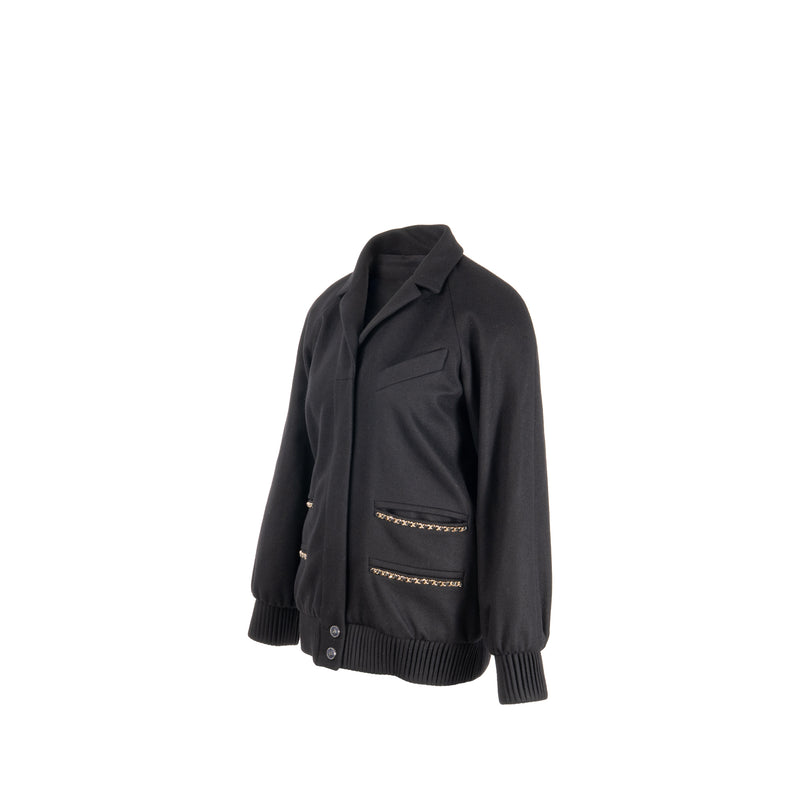 Chanel size 36 cashmere jacket with chain details Black