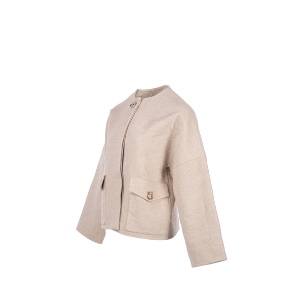 Hermes Size 36 Paletot Fermoir Anneaux Coat Baby Cashmere Beige Glaise