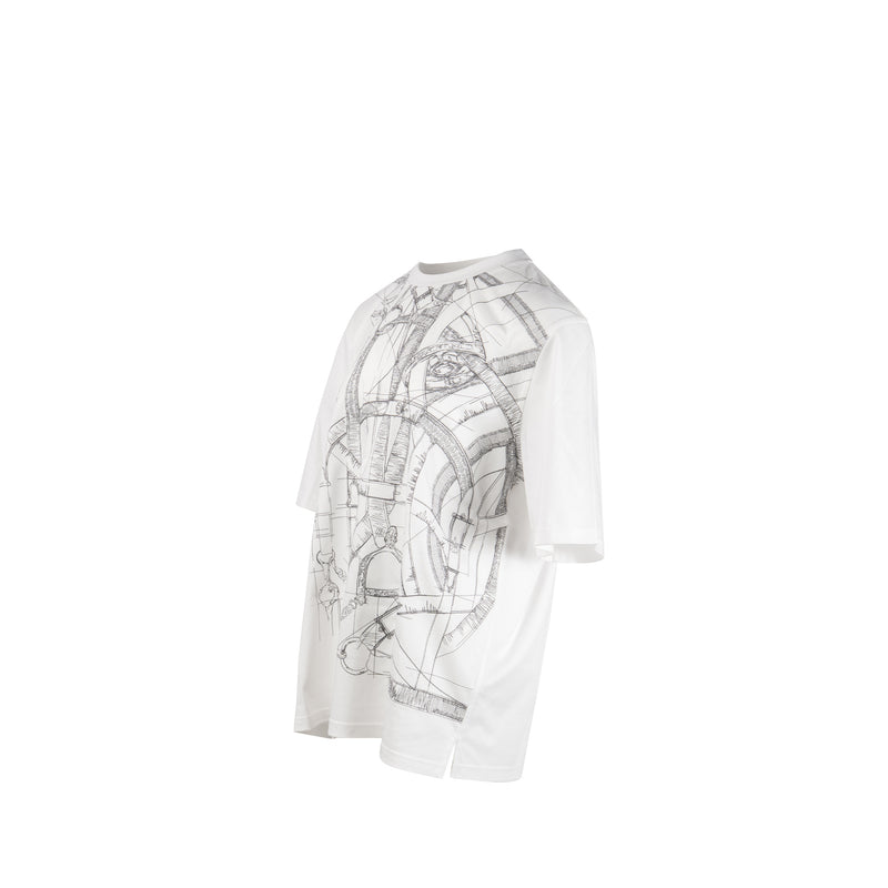 Hermes size M Cavalcadour Griffonne embroidered t-shirt Cotton White