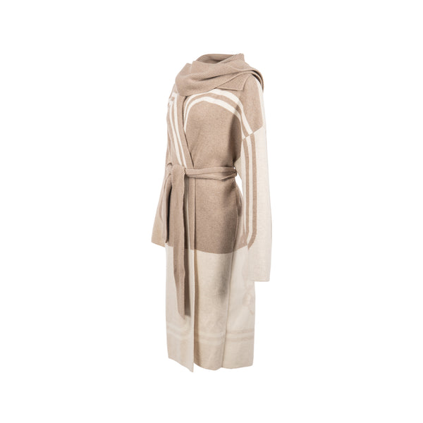 Hermes Size 34 long coat cashmere beige