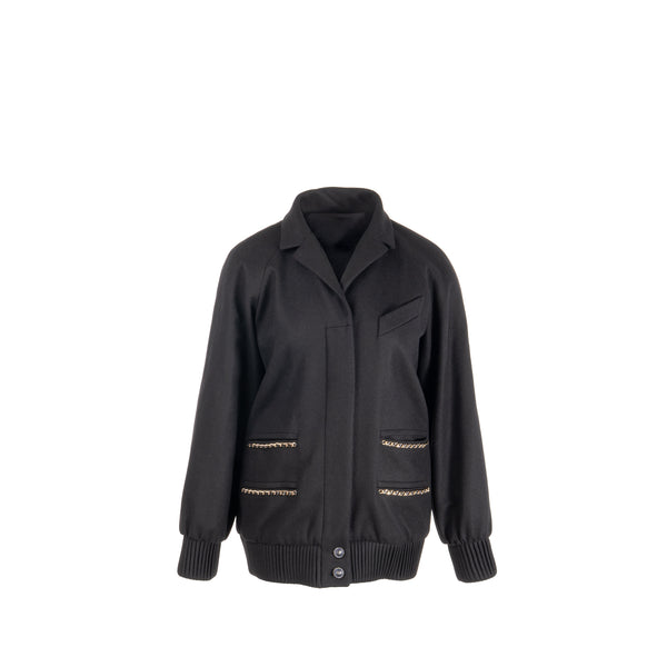 Chanel size 36 cashmere jacket with chain details Black