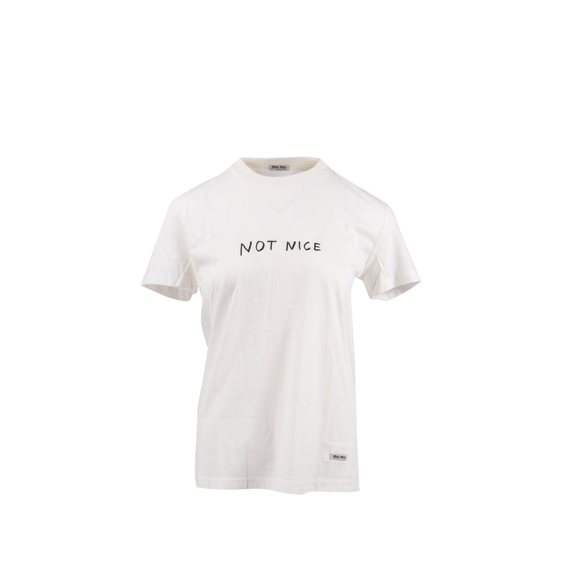 Miu Miu Size S “Not Nice” T-shirt Cotton White