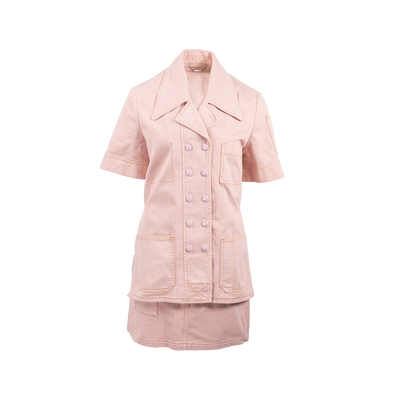 Fendi Size 38 Denim Jacket and Skirt Cotton/Calfskin Pink