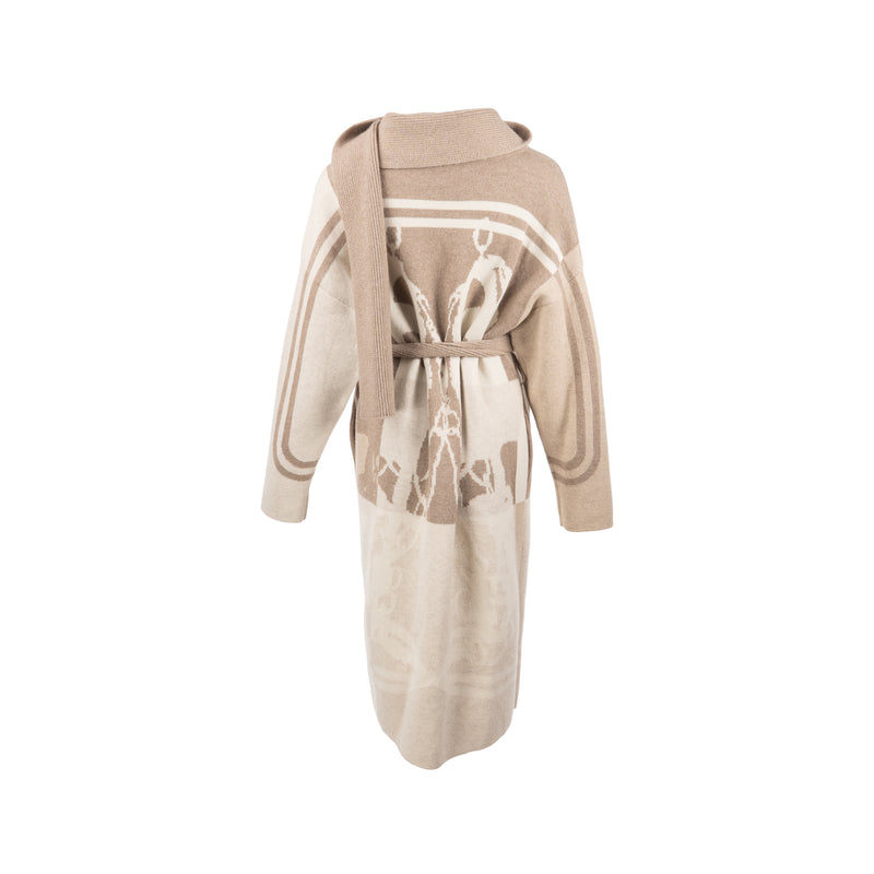 Hermes Size 34 long coat cashmere beige