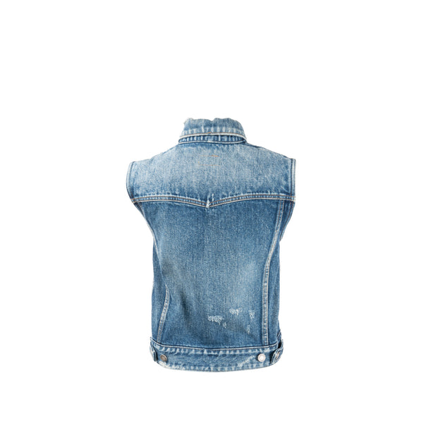 Saint Laurent Size XS Sleeveless Denim Vest Cotton Blue