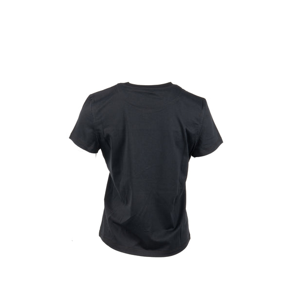 Hermes Size 36 Embroidered Pocket T-Shirt Cotton Black