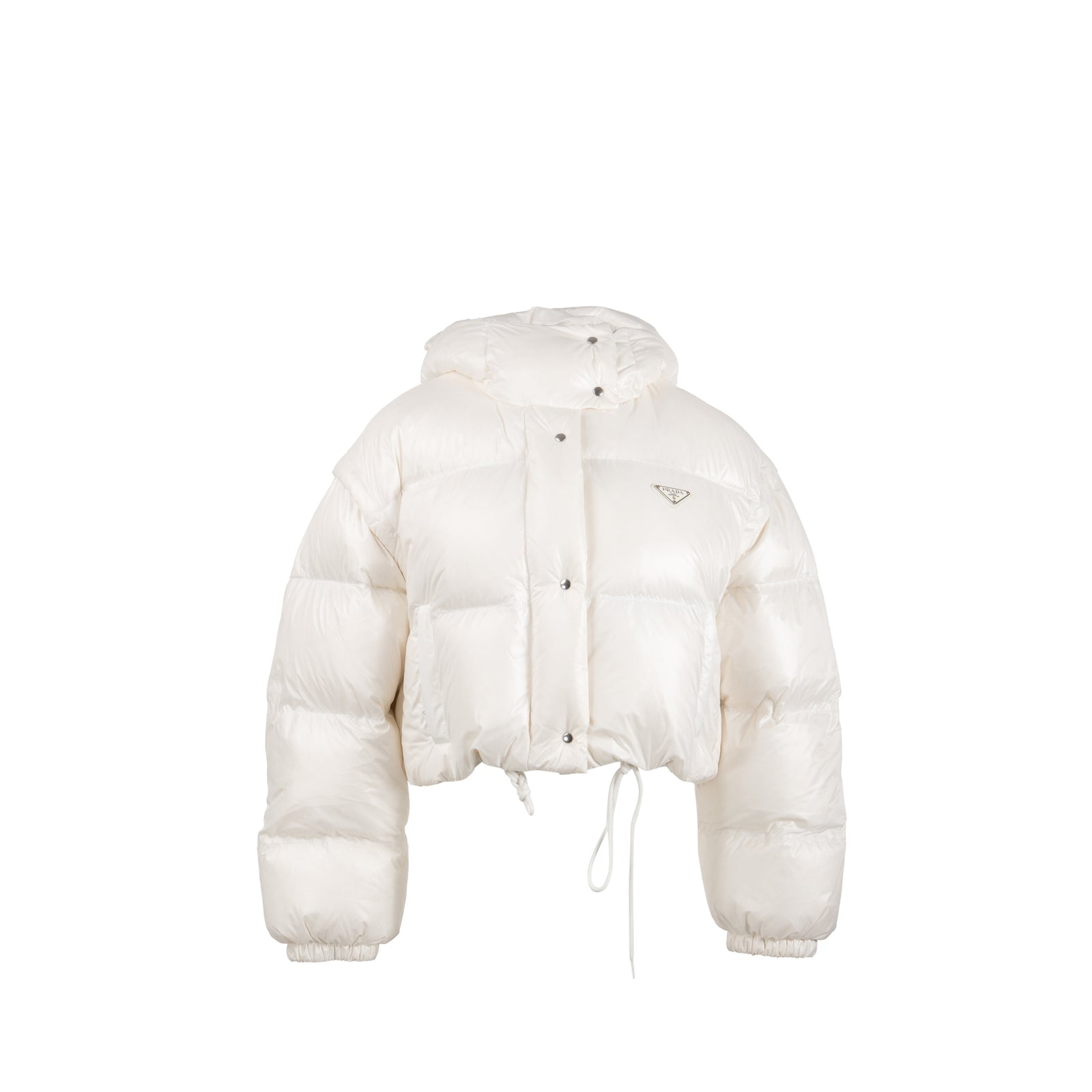 Prada size 40 Re-Nylon cropped down jacket white