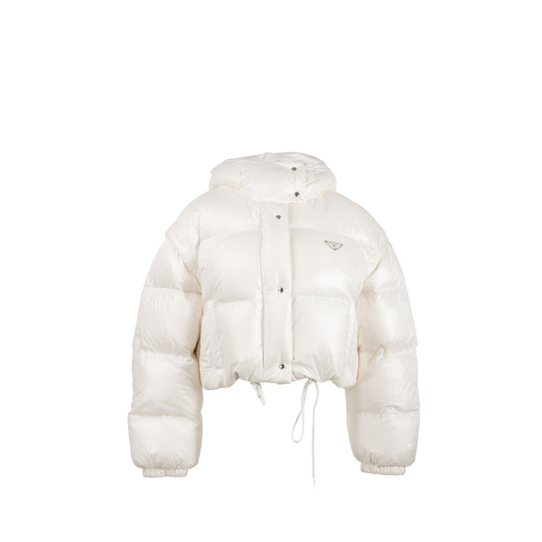 Prada size 40 Re-Nylon cropped down jacket white