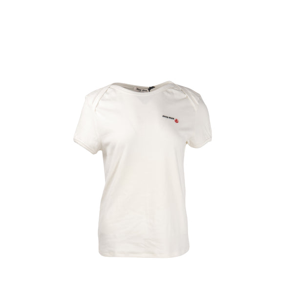 Miu Miu x Petit Bateau Size M Embroidered T-shirt Cotton White
