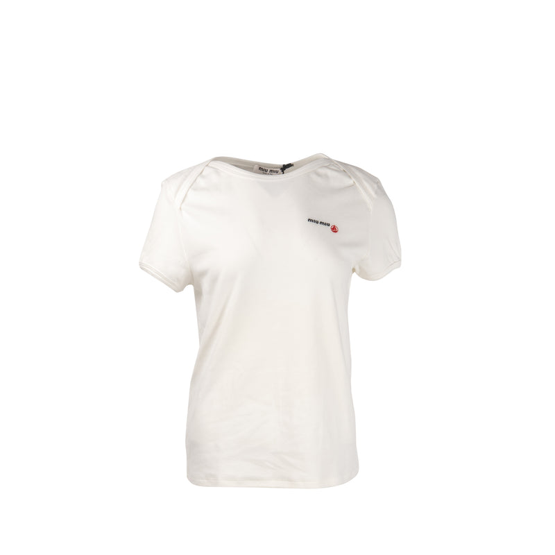 Miu Miu x Petit Bateau Size M Embroidered T-shirt Cotton White