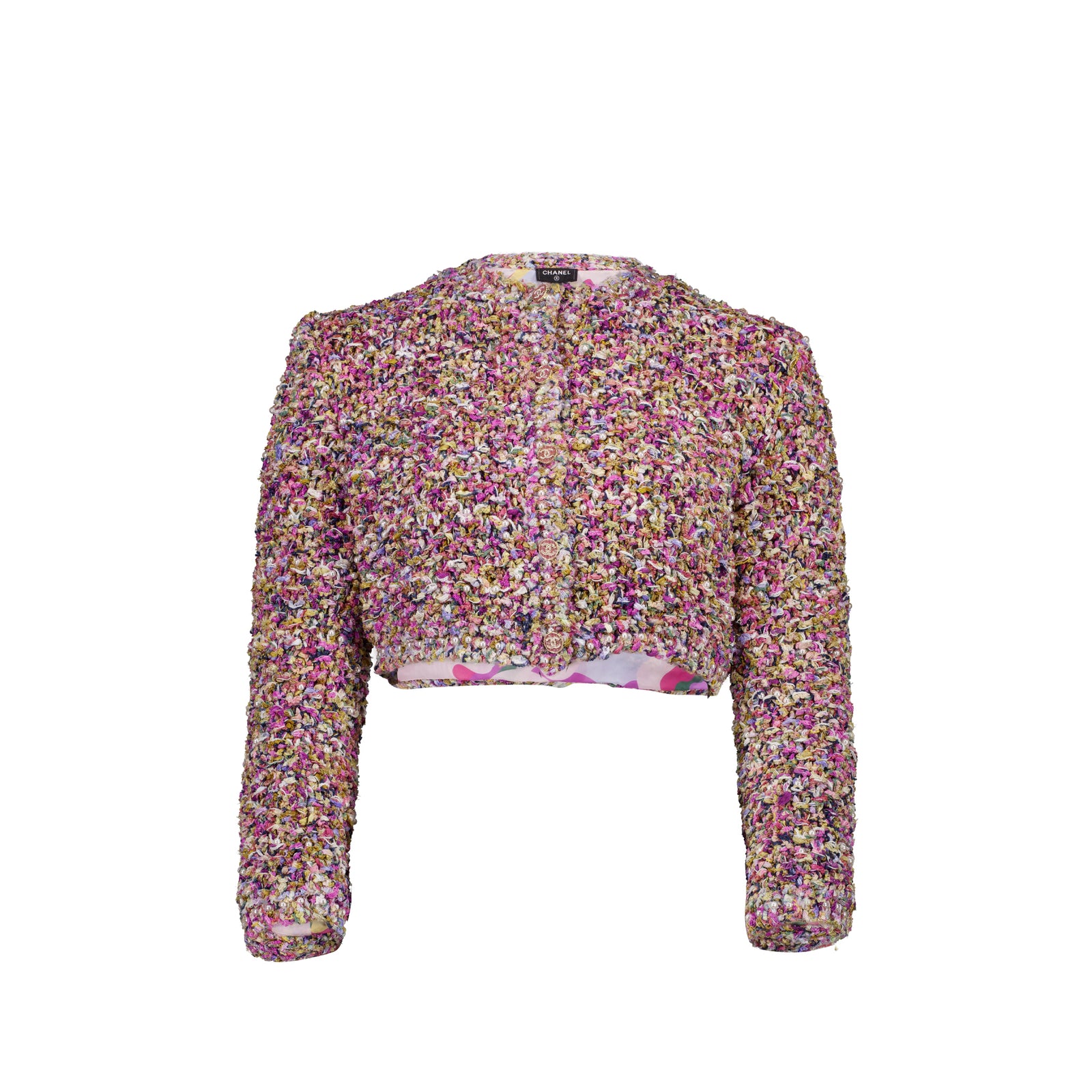 Chanel 21p Size 34 Cardigan Cotton/Silk/Pearl Purple/Multicolour