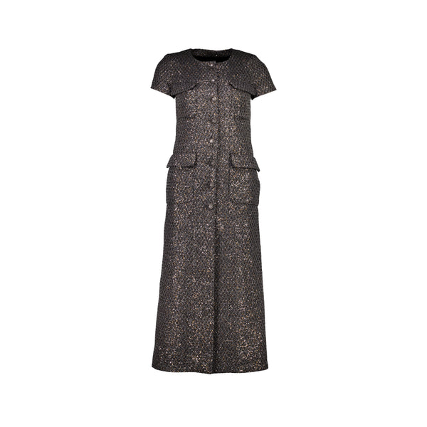 Chanel Size 34 21A Tweed Dress Polyester/Polyamide Black/Silver