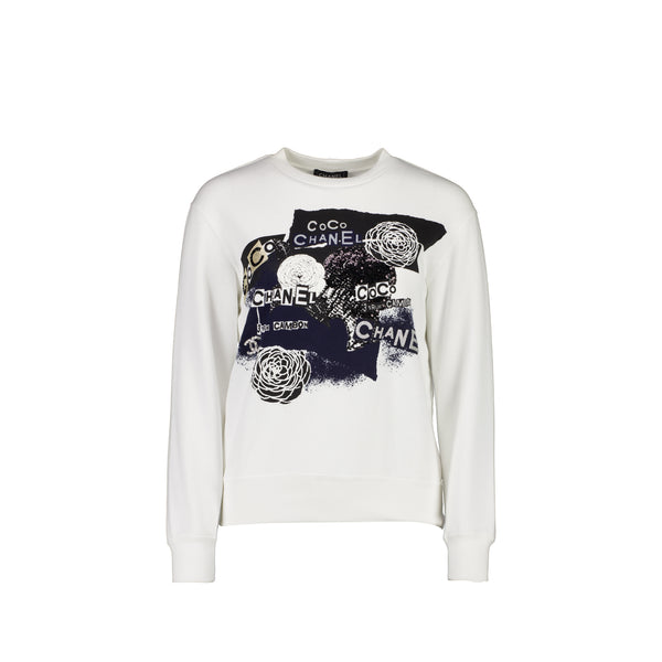 Chanel Size XS Coco Chanel Graffiti Sweatshirt White/Black