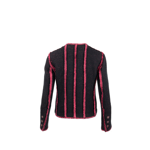 Chanel Size 34 22K Detailed CC Button Jacket Wool/Polyamide Black/Pink